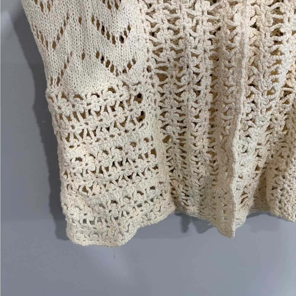 Banana Republic Cream Crochet Cardigan Boho Lightweight Layer Size M - Picture 3 of 8